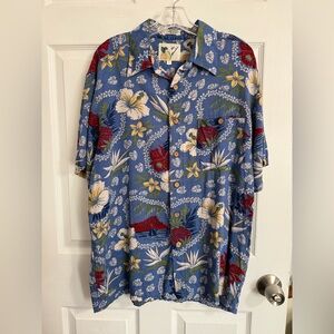 Blue Floral Hawaiian Shirt